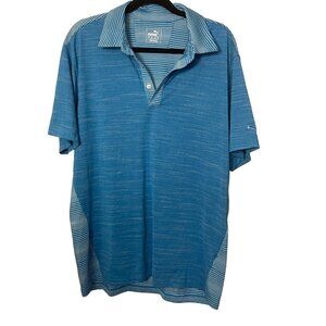 Puma Golf Dry Cell Blue Striped Polo Shirt size Large